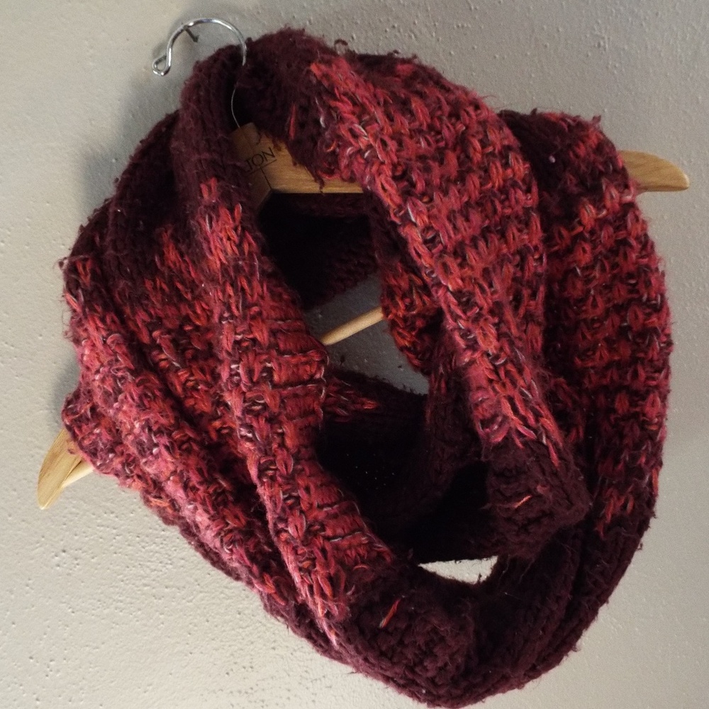Wine and Pink Knit Scarf